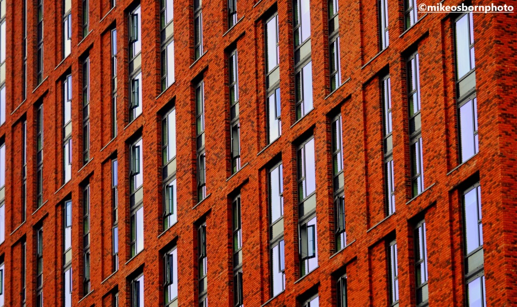 Facade of a new apartment block in Trafford, Manchester