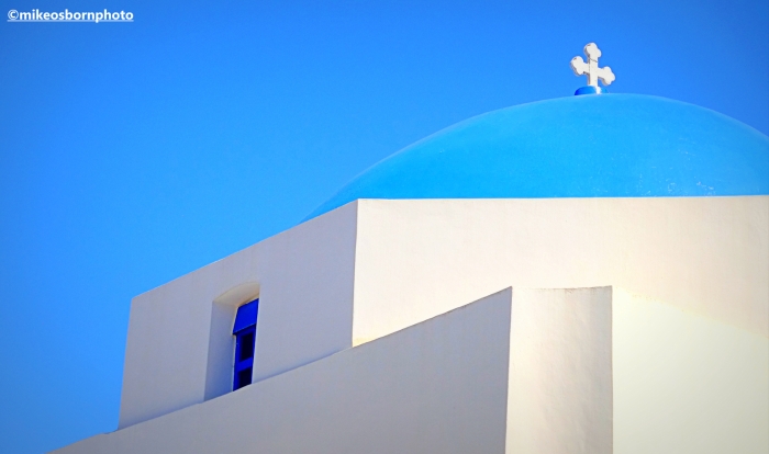 A blue and white church on the Greek island of Serifos